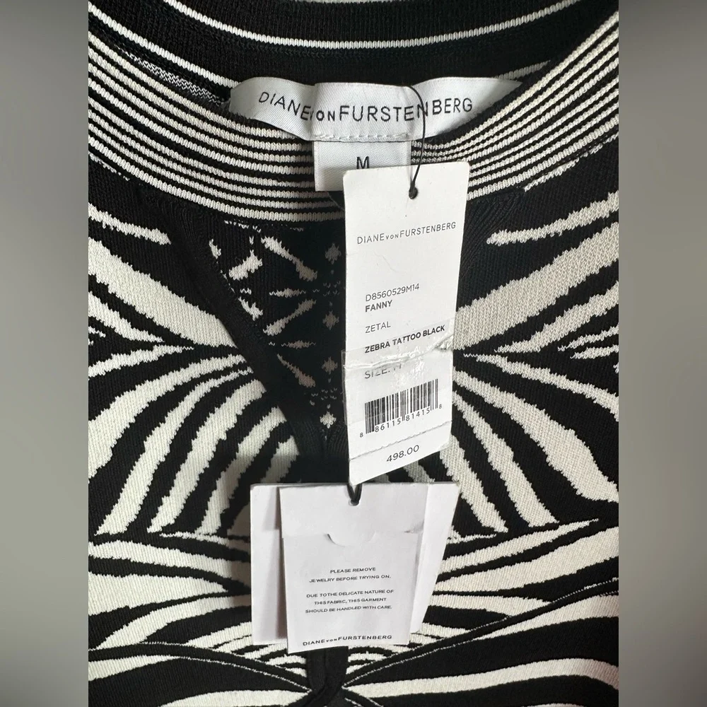 NWT DIANE VON FURSTENBERG DVF Fanny Thick Bandage Knit Zebra Tattoo Dress Med - Picture 2 of 7